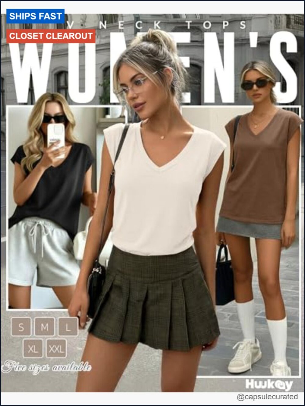3 Pack Women's V Neck Cap Sleeve T Shirts Loose Fit Summer Tees - Picture 3 of 7